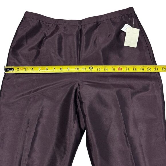 Coldwater Creek NWT Silk Flat Front Side Zip Trousers Brown 12 Lined Cropped - Picture 8 of 9